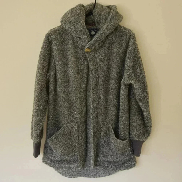 LIVE OAK BRAND Fuzzy Sweater with Hood In Grey Size Medium - Picture 1 of 4